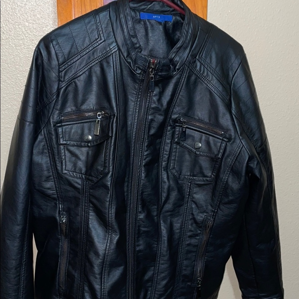 Black imitation leather jacket